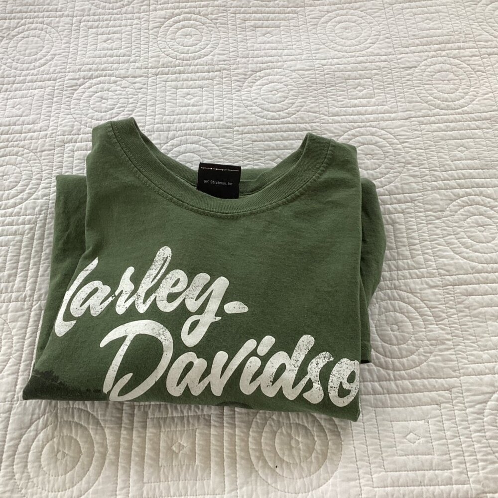 Harley Davidson Men's Green T-shirt Graphic Biker Long Sleeves L Cancun Mexico - Picture 14 of 14